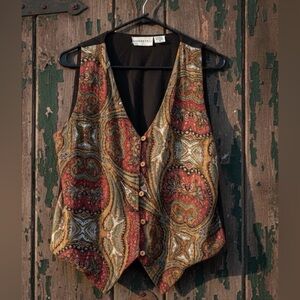 Vintage Highgate Boho Retro Hippie Multicolor Sequin Bedazzled Vest Size Small